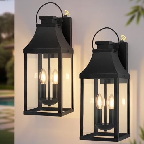 Image of Dusk to Dawn Exterior Lighting Fixtures, Black Sensor Outdoor Porch Lights