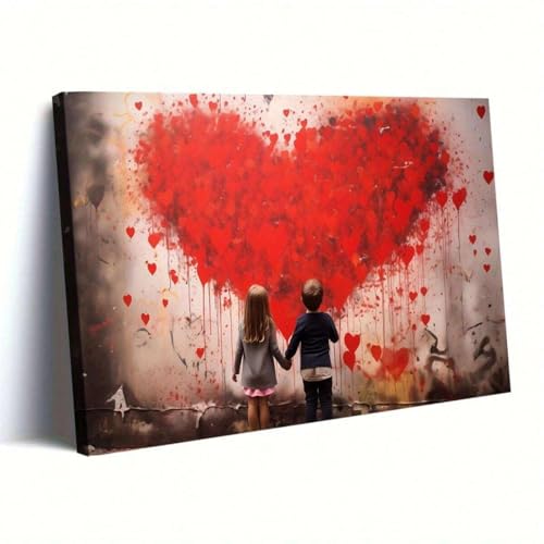 Toile Style Graffiti Art Poster Red Heart Décoration Murale Salon Couloir 30x40