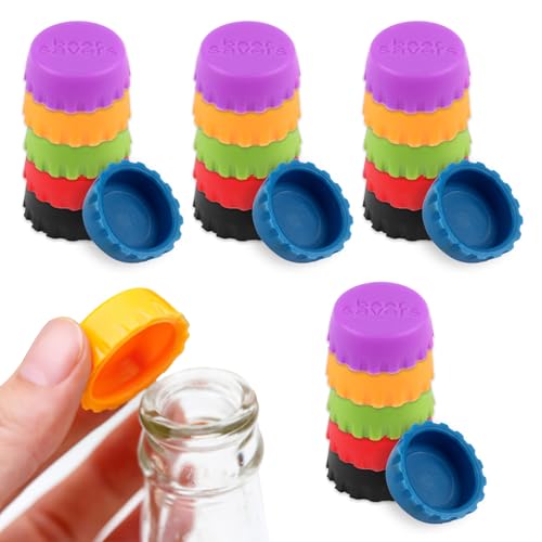 Tikplus Flaschenstopper, 24 Stück, 6 Farben, Silikon...