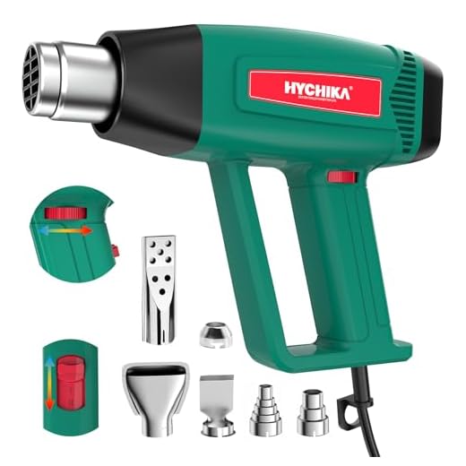 HYCHIKA Heat Gun, 1800W Heating Crafting Gun with 6 Nozzles, Stepless Adjustment 140℉-1112℉, Hot Air Gun for Shrink Tubing, Shrink Wrap, Soldering