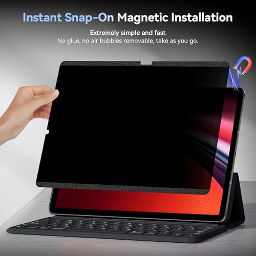 Protescreen Magnetic Privacy Screen Protector for Samsung Galaxy Tab S9 Plus/Tab S9 FE+/S7 FE 5G/S8/S7 Plus 12.4 Inch, Anti-Spy, Bubble-Free, 9H Tempered Glass, 1 Count - Image 4