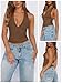 MIYIEONZ Women Sexy Halter Tops for Women Summer Deep V Neck Mesh Ruched Tie Strap Backless Going Out Crop Top Large Coffee