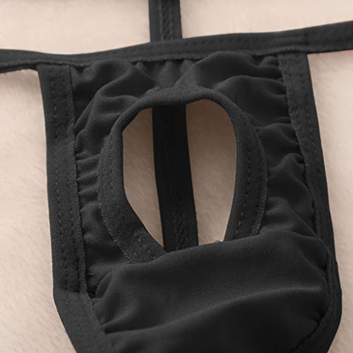 Mens Sexy Underwear G-String Thong Briefs Cotton Solid Color See Through Panties Casual G-String Underwear Sleepwear Black #TOP5