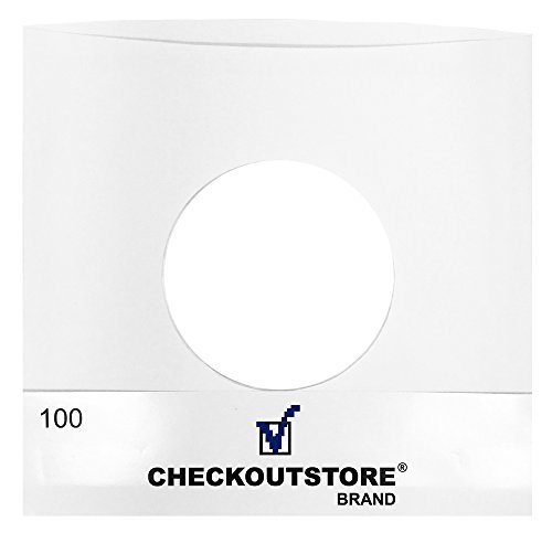 CheckOutStore (100) Paper Record Inner Sleeves with Hole for 7" Vinyl 45 RPM Records (Standard)