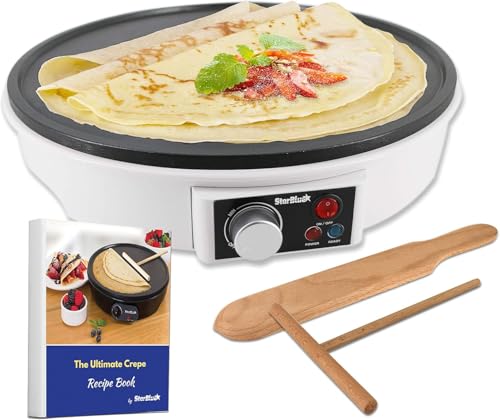 StarBlue Máquina Eléctrica Para Hacer Crepes Y Tortitas De 30,5 Cm, Con Libro Electrónico De Recetas Y Espátula De Madera, Ca 220-240 V, 50/60 Hz Y 1000 W, Enchufe Del Reino Unido Y Adaptador Europeo StarBlue Máquina Eléctrica Para Hacer Crepes Y Tortitas De 30,5 Cm, Con Libro Electrónico De Recetas Y Espátula De Madera, Ca 220-240 V, 50/60 Hz Y 1000 W, Enchufe Del Reino Unido Y Adaptador Europeo