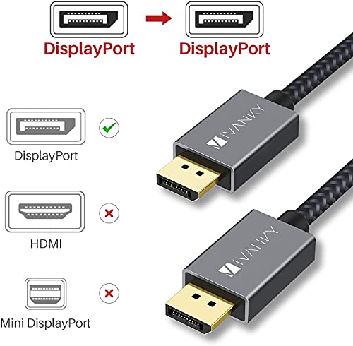 IVANKY DisplayPort Cable 15ft, Long DP to DP Cord 1.2, [4K@60Hz, 2K@165Hz, 2K@144Hz], Nylon Braided High Speed Display Port to Display Port Cable, Compatible with PC, Laptop, TV by IVANKY - Image 2