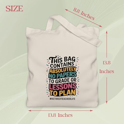Image of Retirement Gifts for Teacher Tote Bags for Women, with Inner Pocket.