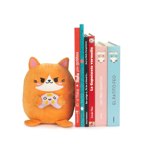 Balvi Sujetalibros Kawaii Gamer Color Naranja Gato Jugador de Videojuegos Poliéster