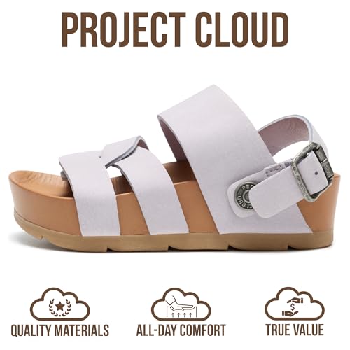Image of Project Cloud Kids Sandals for Girls - Girls Sandals with Adjustable Buckle Closure, Comfortable Plush & Soft Insole w /Wedge Design Non-Slip Outsole