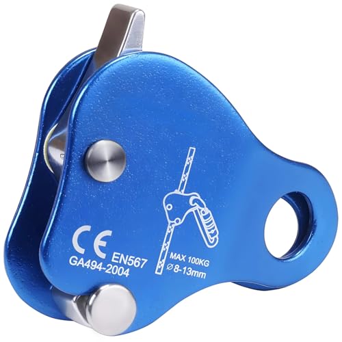 Climbing Ascender and Fall Protection Device, Aluminum Rope Grab for Mountaineering, Tree Work, and Aerial Applications