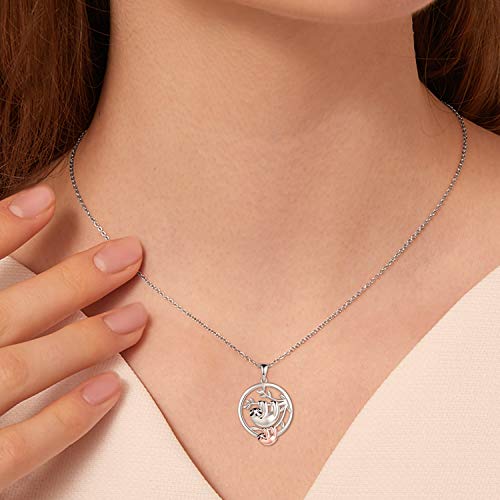 YFN Faultier Halskette Schmuck Geschenke für Frauen Mädchen Sterling Silber Mutter und Tochter Faultier Anhänger Halskette für Mutter Frau - 2