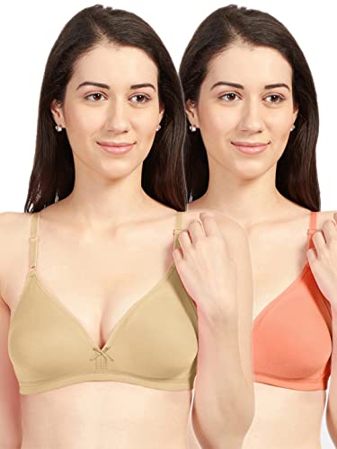 Image of SONARI Omania Womens Non-Padded Cotton Polyester Bras - Solid, Non-Wired, Medium Coverage, Hand Washable (Pack of 2)