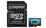 Kingston 64GB microSDXC Canvas Go Plus 170MB/s Read UHS-I, C10, U3, V30, A2/A1 Memory Card + Adapter (SDCG3/64GBET)