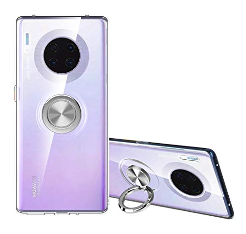 SORAKA Clear Case for Huawei Mate 30 Pro with 360 Rotating Ring Holder Slim Fit Soft TPU Transparent Case with Metal Plate for Magnetic Car Phone Holder