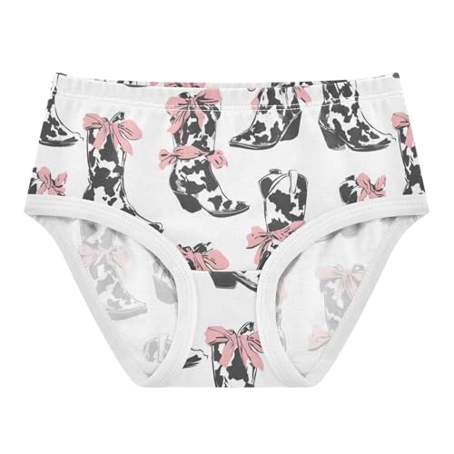Wusikd Cow Print Boots Girls' Underwear Cotton Pink Bows Girls Briefs Soft Toddler Underwear 2T - Main Image