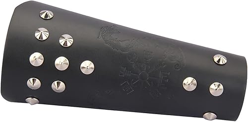 Miniatura 2 de Jeilwiy Brazaletes vikingos medievales de cuero, brazaletes de armadura de brazo, brazalete de cuero, guantelete punk para hombres y mujeres,