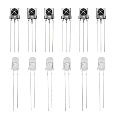 VGOL Pack of 20 Pairs Transmitter Receiver Kit 5mm Infrared Emitter VS1838B Infrared Receiver for Electronic Devices Phototransistor Communication Equipment
