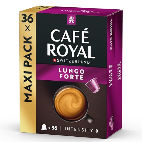 Café Royal Lungo Forte – Capsules de café compatibles Nespresso, 100% Arabica, intensité 8/12, Rainforest Alliance, 36 capsules