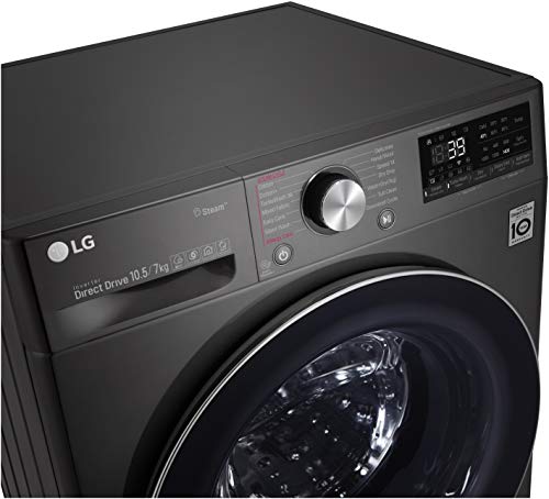 Image of LG 10.5 Kg / 7.0 Kg Wi-Fi Inverter AI Direct-Drive Fully Automatic Front Load Washer-Dryer (FHD1057STB, Steam+, In-built Heater, 6 Motion DD, Black Steel)