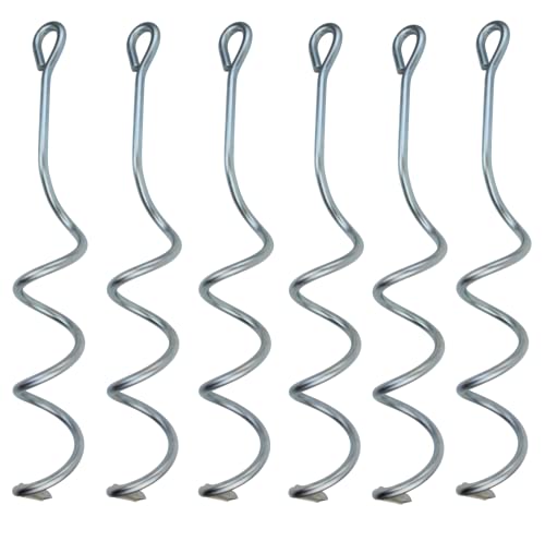 Gartenwelt Riegelsberger Anclajes en espiral para suelo, 50 cm, de acero galvanizado eléctrico, 6 unidades (juego) para enroscar, ancla de tierra, columpio, torre de juego Cover