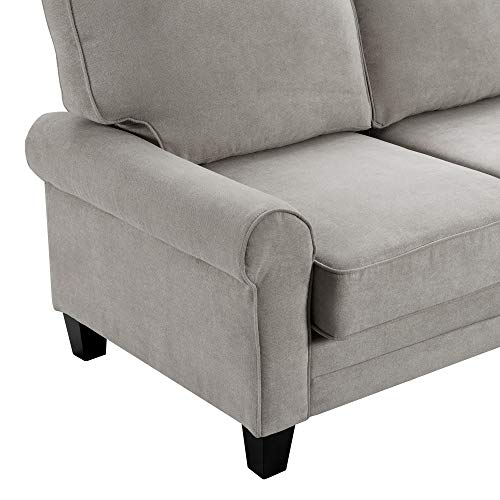 Serta Copenhagen Storage Sofas Two Or Three Person Living Room Couch With Soft Foam-Filled Cushions, Easy-To-Clean Microfiber Upholstery, 86" Reversible Sectional, Chaise Ottoman, Light Gray #TOP7