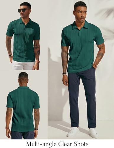 Image of PJ PAUL JONES Mens Polo Shirts Short Sleeve Textured Knit Polos