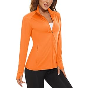 KEFITEVD Women Quick Dry Sport Jacket UPF 50+ Ladies Running Zip Tops UV Protection Summer Jacket with 2 Zip Pocket