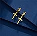 Mens Cross Earrings 24k Yellow Gold Plated Hoop with Snap Closure