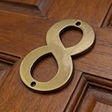 Solid Brass House Number Sign, 4 Inch (101mm) Metal Address Plaque for Mailbox, Apartment, Exterior Door, Number 8