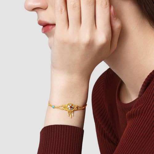 CHOW SANG SANG 999.9 24K Solid Gold Cultural Blessings Boho Tassel Bracelet for Women 18cm 95632B2