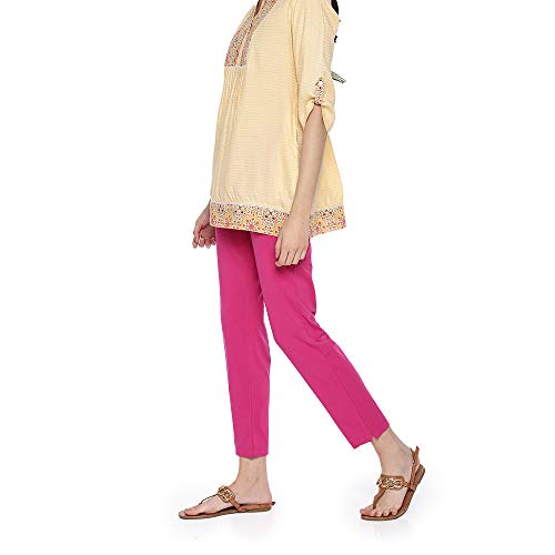 Image of GO COLORS Cotton Stretch Kurti Pants Full Length for Women | Breathable, Mid Rise, Tall