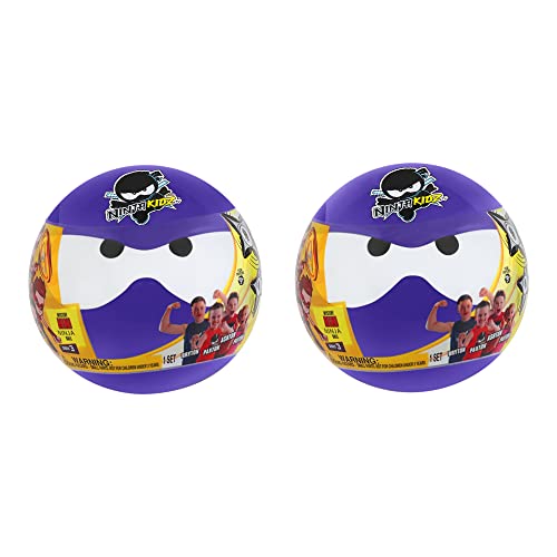 NINJA KIDZ TV Mini Mystery Ninja Ball 2 Pack - Series 3 Purple | Includes 2 Characters of...