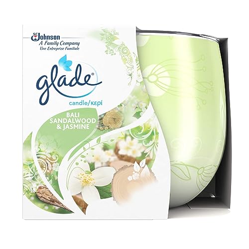 Glade Jar Candle, Scented Candle Infused with Essential Oils, Up to 31 Hour Burn Time, Sandalwood & Jasmine, 120g