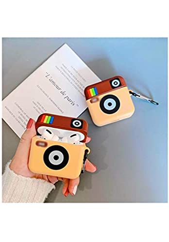 Image of PEFKO PSS121 AirPods Pro Soft Silicone Protective Case 3D Design Shockproof Case Cover with Anti-Lost Metal Keyring Compatible for Apple AirPods Pro (Insta-GRAM)