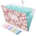 Skydue Floral Printed Accordion Document File Folder Expanding Letter Organizer (Pink)