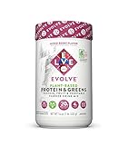Evolve Plant Based Protein and Greens Powder, Mixed Berry, 20g Protein, 1 Pound