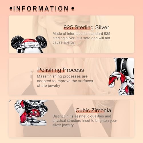 Image of S925 Sterling Silver Cartoon Anime Charms Pendant, Character Figures Dangle for Bracelet Necklace, Gifts for Mom Girlfriend Family, Valentine's Birthday Christmas Anniversary Jewelry