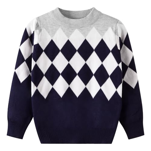 Danny D Boys & Girl's Round Neck Pullover Knitted Sweater, Grey, 4 Years