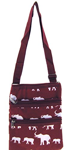Elephant Print Cross Body Purse Messenger Bag Burgundy Alabama Roll Tide Bama2