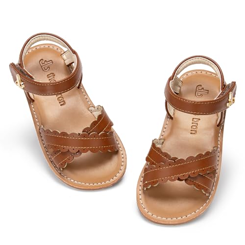 Image of THEE BRON Toddler Girls Sandals Wedding Flower Girl Dress Shoes Open Toe Flats