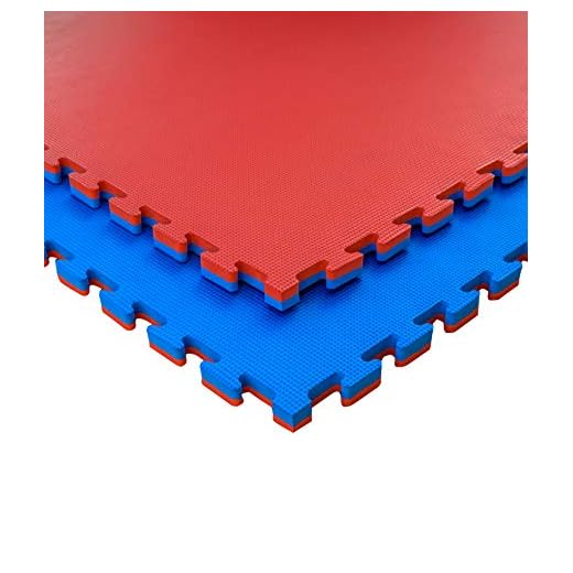 JOWY Lote 4 Unidades Esterilla Goma Espuma Tatami Puzzle | Tatami Suelo Gimnasio Ideal Artes Marciales 1 m x 1 m x 2,5 cm Rojo/Azul