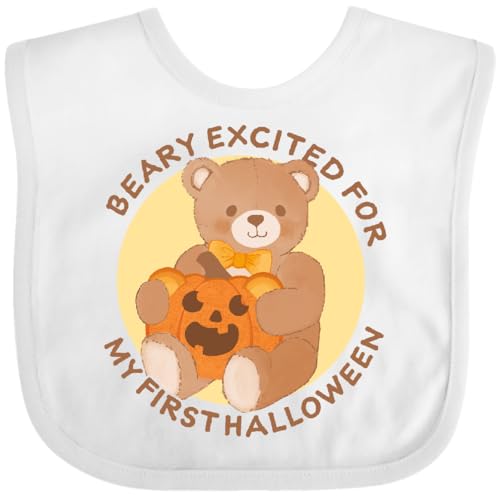 inktastic Beary Excited for My First Halloween Baby Bib