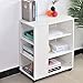 Bakaji Libreria Bassa Scaffale 4 Ripiani con Ruote in Legno MDF Tavolino da Caffè Laterale Divano Design Moderno per Soggiorno Salotto Casa o Ufficio Colore Bianco Dimensioni: 75 x 35 x 60 cm