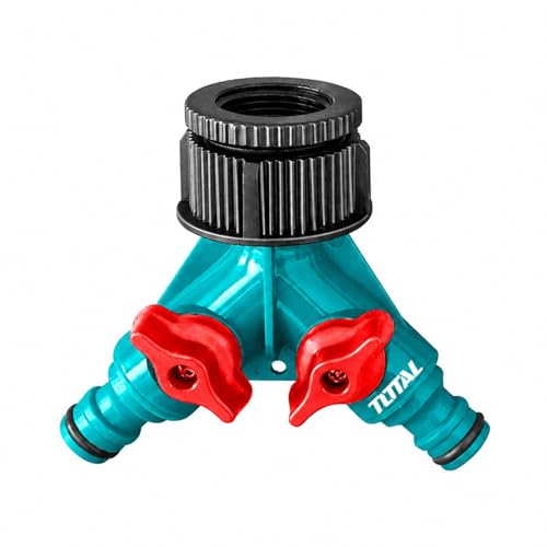 Image of TOTAL Garden Hose Y Splitter 2 Way | Tap Connector with Dual Shut-Off Valves | High Pressure Water Hose Diverter with 1 inch to 3 /4 inch Adapter for Garden, Car Wash & Irrigation