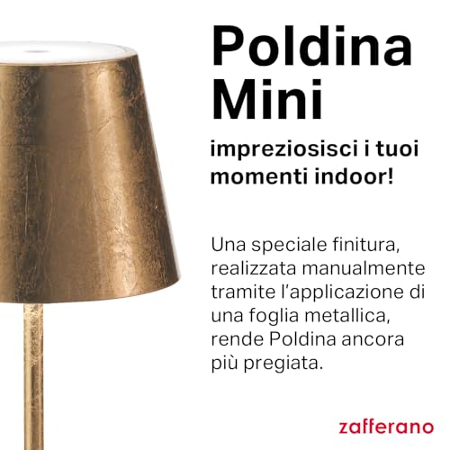 Zafferano Poldina Mini Lampada Da Tavolo Ricaricabile Interno Oro - 3