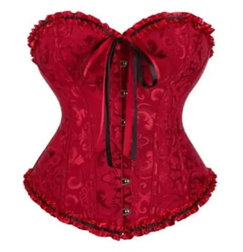 TIYGHI Corsets pour femmes corsets sexy bustiers dentelle florale hauts pour femmes imprimé floral vintage corset satin lingerie corset corset corsage surpoitrine grande taille, Bordeaux, XXL