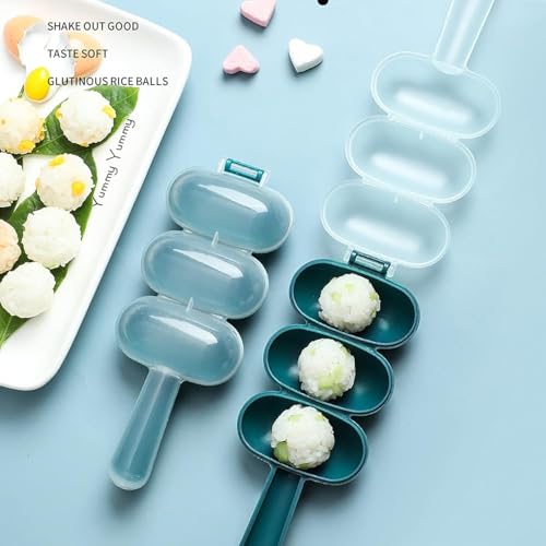 2 Pcs Blue Rice Ball Maker - Shake and Mold Rice Balls, Sushi Plates and DIY Kit Sushi, Ball Shaped Kitchen Tools,Specialty Plates Sushi Rice Mochi Maker Riceball Mold - Thumbnail 5