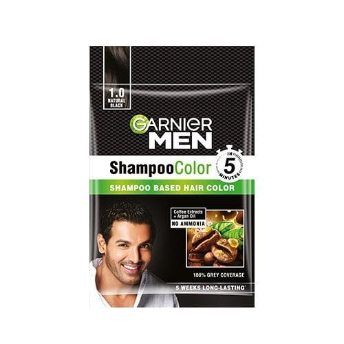 Garnier Men Shampoo Hair Colour Shade 1.0 Natural Black | Instant 5-Min Grey Coverage | No Mess | Long-Lasting Color-picture-53