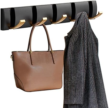 mtisdod Coat Hooks Wall Mounted, Foldable Coat Hangers Wall Mounted with 5 Hooks, Heavy Duty Aluminum Wall Coat Rack for Dog Lash, Jackets, Hats, Towel