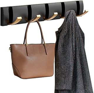 mtisdod Coat Hooks Wall Mounted, Foldable Coat Hangers Wall Mounted with 5 Hooks, Heavy Duty Aluminum Wall Coat Rack for Dog Lash, Jackets, Hats, Towel